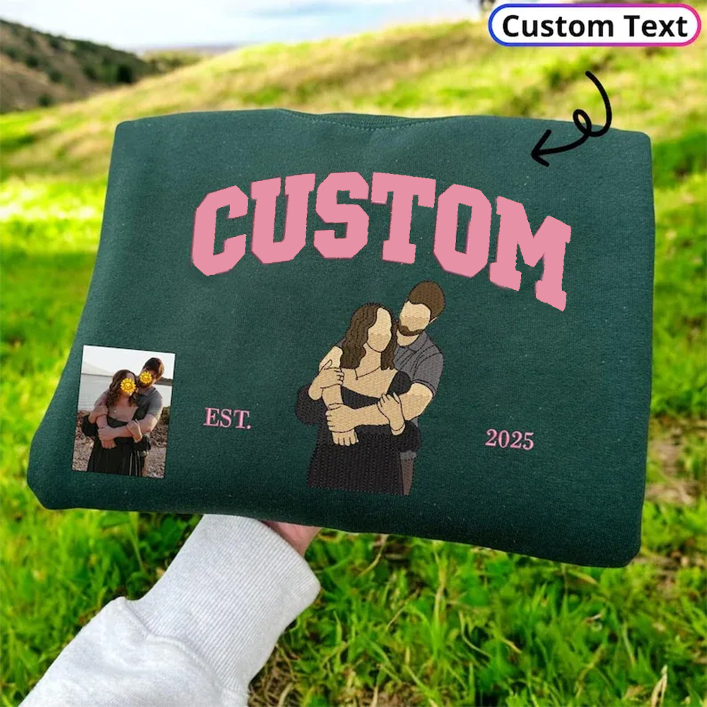 Personalized Embroidered Portrait from Photo Hoodie