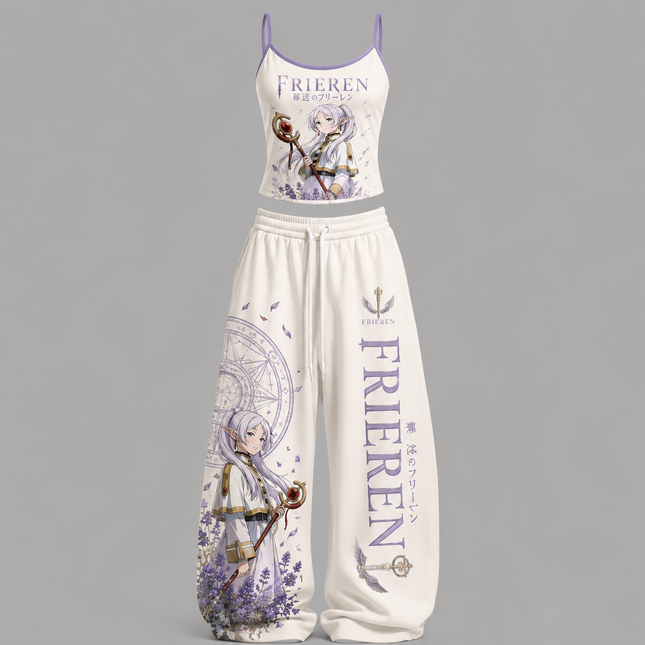 Animescollection Frieren Top & Elasticated Trousers Two-Piece Set
