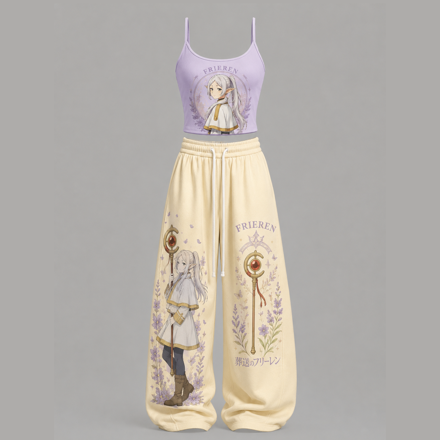 Animescollection Frieren Top & Elasticated Trousers Two-Piece Set
