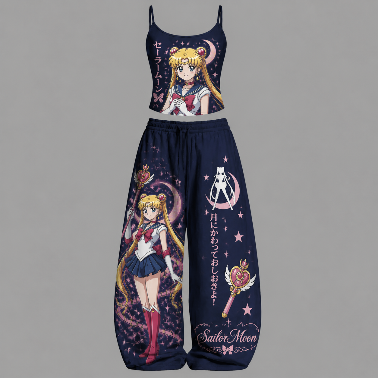 Animescollection Sailor Moon Top & Elasticated Trousers Two-Piece Set