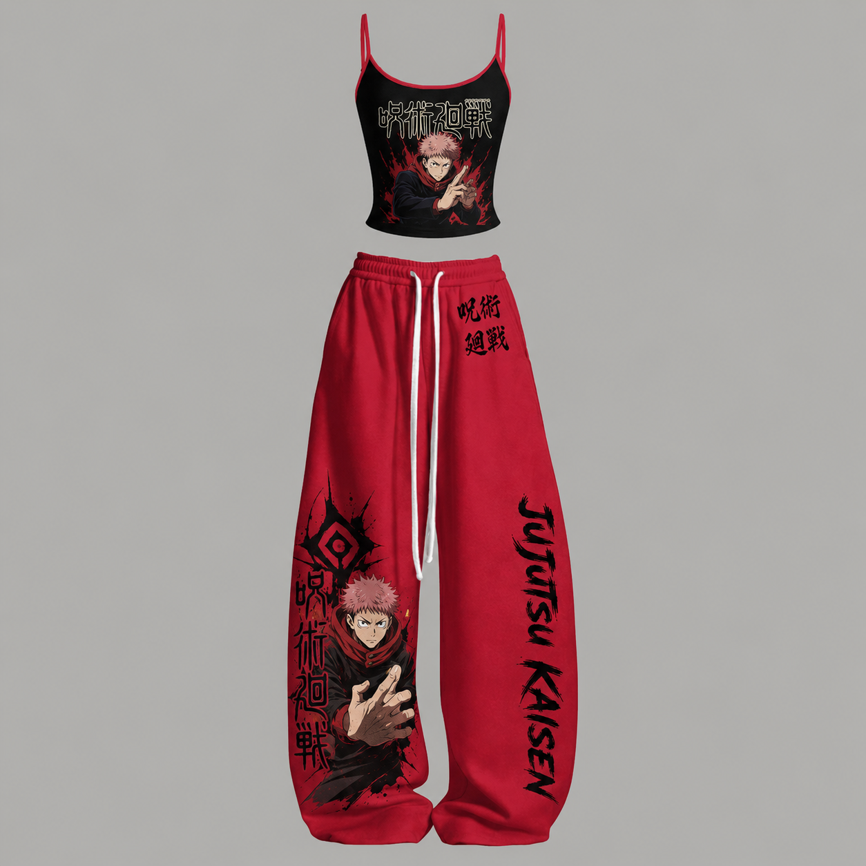Animescollection Jujutsu Kaisen Top & Elasticated Trousers Two-Piece Set