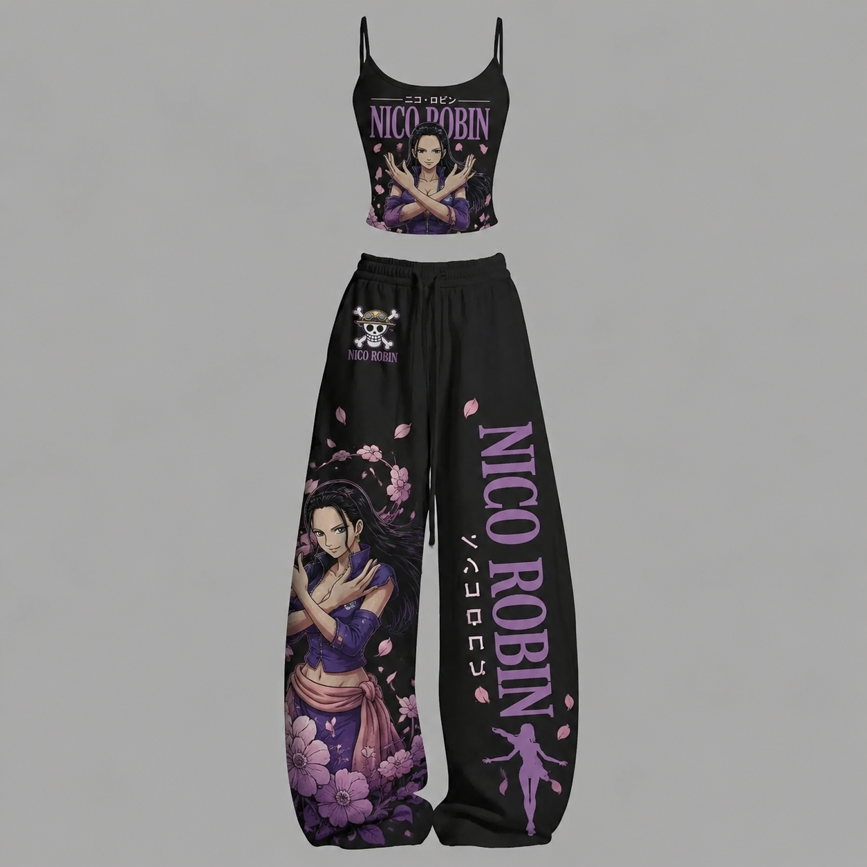 Animescollection One Piece Top & Elasticated Trousers Two-Piece Set