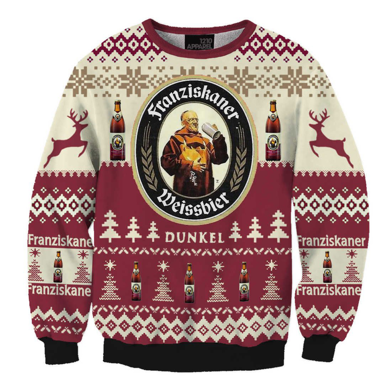 Christmas Gift Franziskaner Weissbier Ugly 3D Sweater