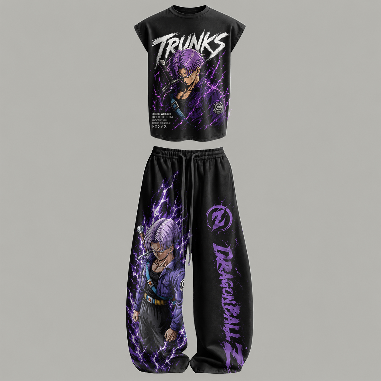 Dragon Ball Sleeveless Tank Top & Wide Leg Pants Two-Piece Streetwear Set