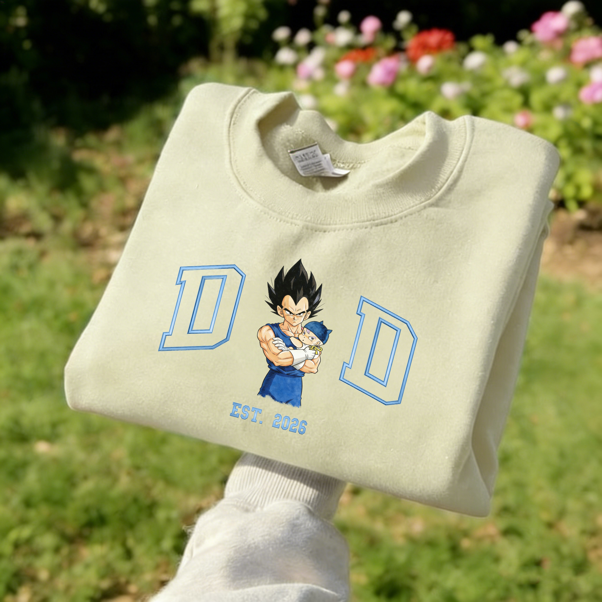 Custom-printed matching sweatshirts for parents and children based on photos (Vegeta)