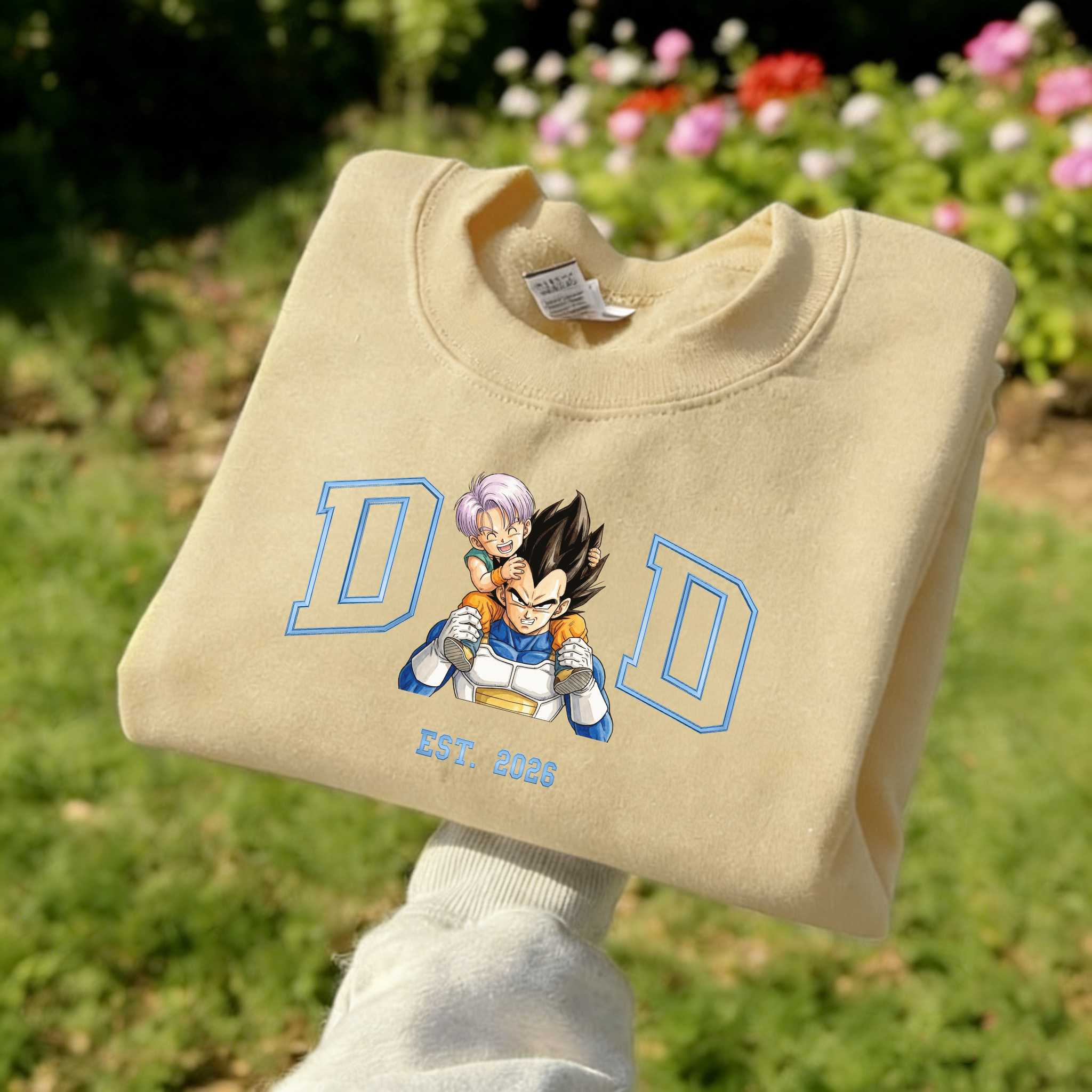 Custom-printed matching sweatshirts for parents and children based on photos (Vegeta)