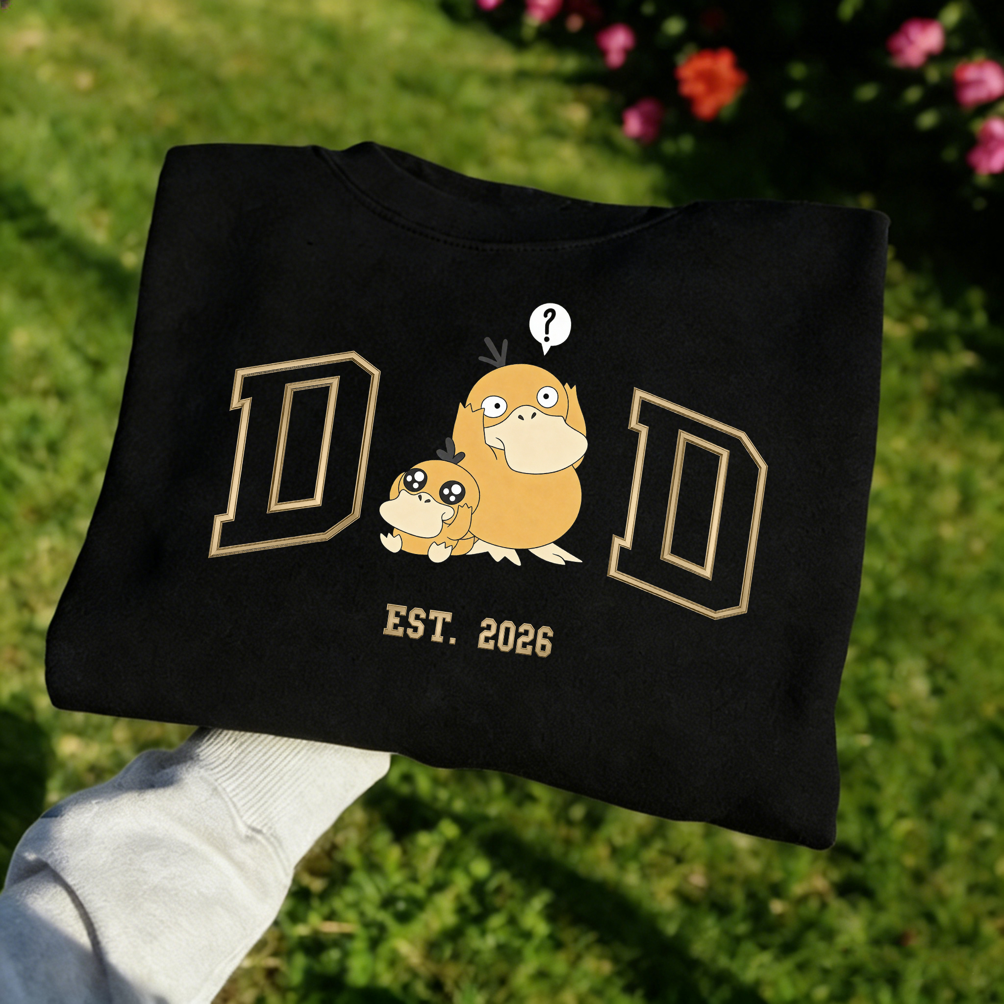 Pokémon-themed parent-child printed T-shirts and sweatshirts(Psyduck)