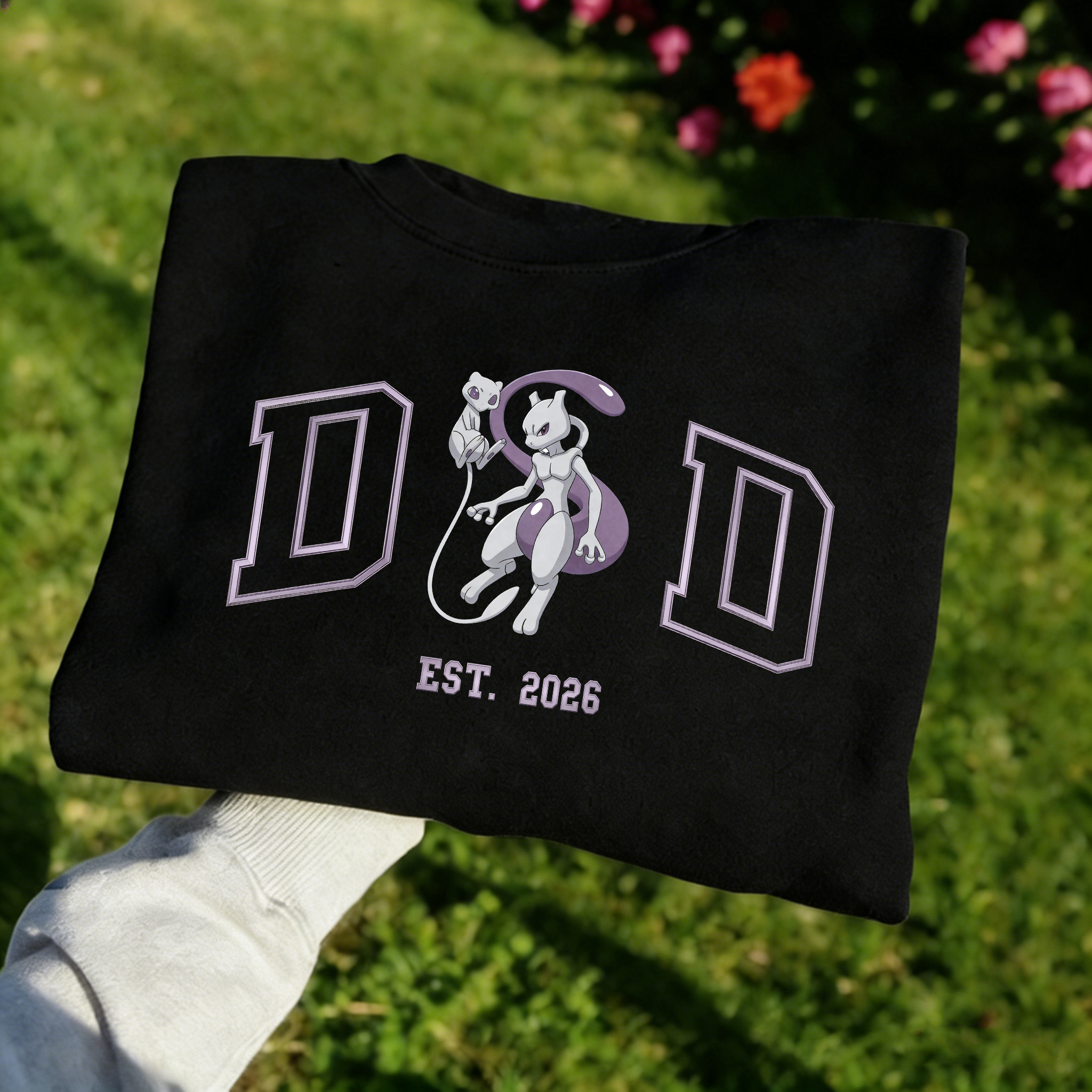 Pokémon-themed parent-child printed T-shirts and sweatshirts(Mewtwo)