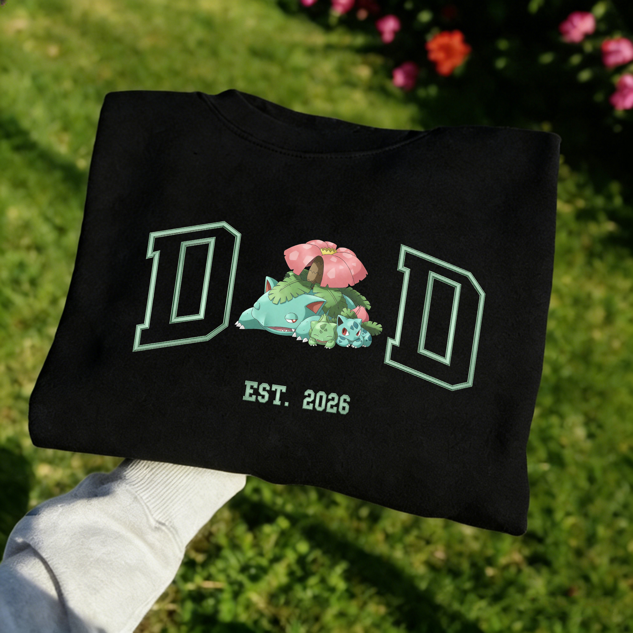 Pokémon-themed parent-child printed T-shirts and sweatshirts(Bulbasaur)