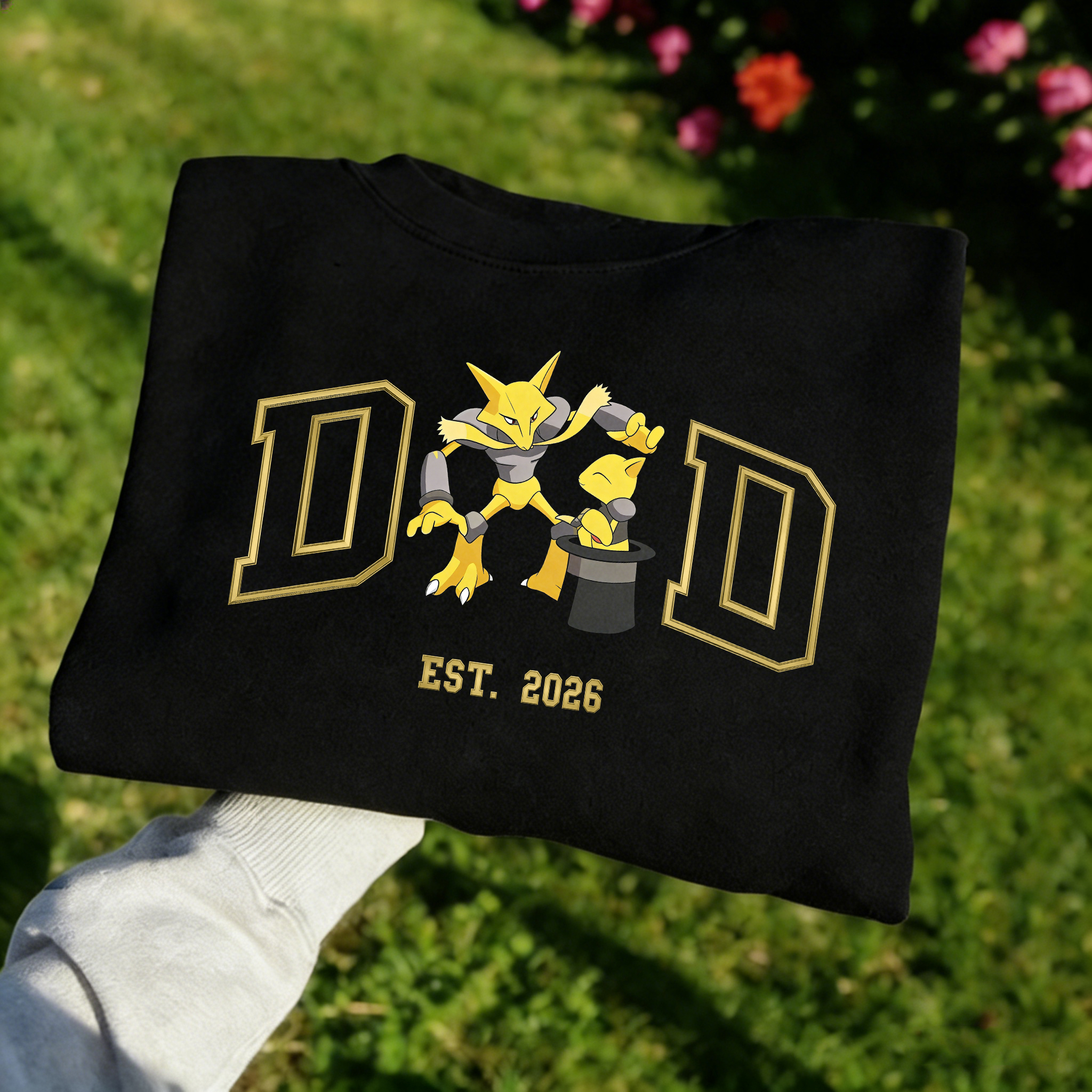 Pokémon-themed parent-child printed T-shirts and sweatshirts(Abra)