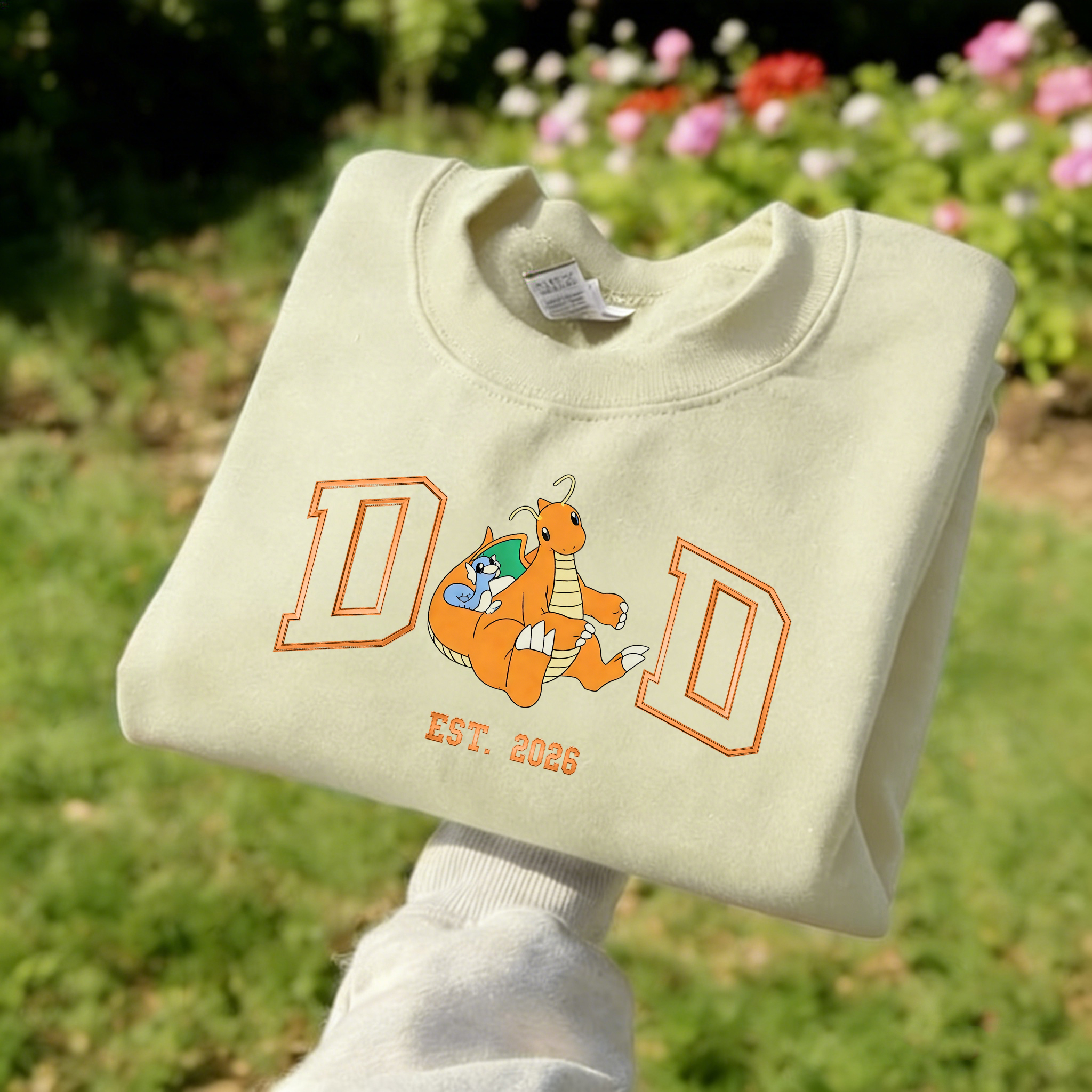 Pokémon-themed parent-child printed T-shirts and sweatshirts(Dragonite)
