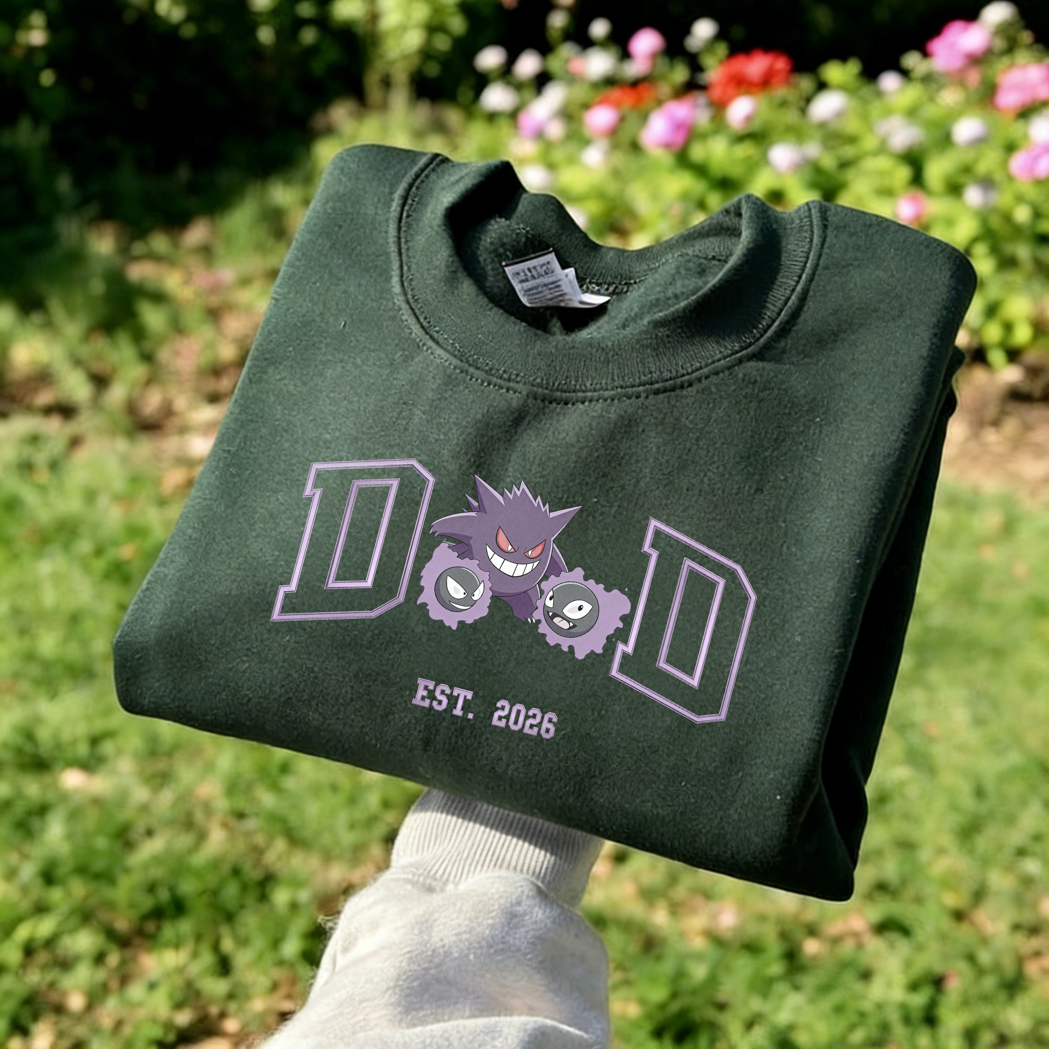 Pokémon-themed parent-child printed T-shirts and sweatshirts(Gastly)