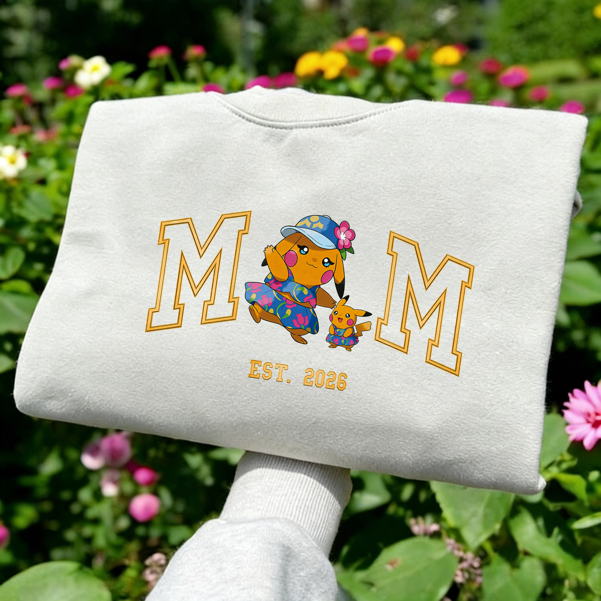 Pokémon-themed parent-child printed T-shirts and sweatshirts(Pikachu)