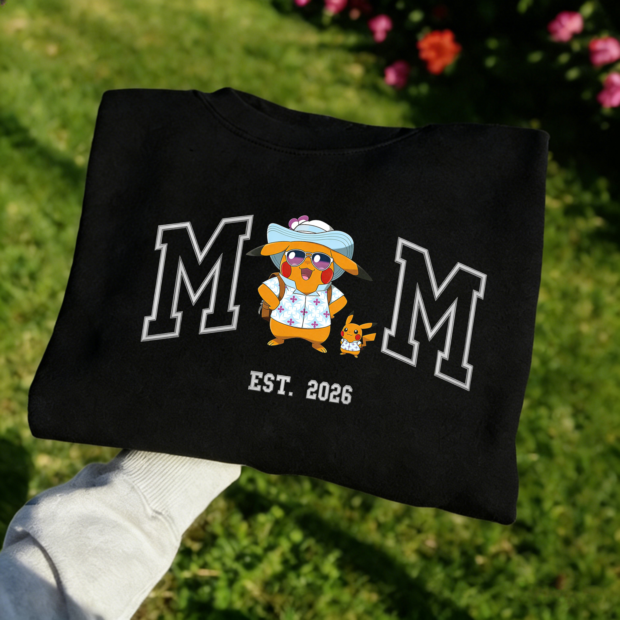Pokémon-themed parent-child printed T-shirts and sweatshirts(Pikachu)