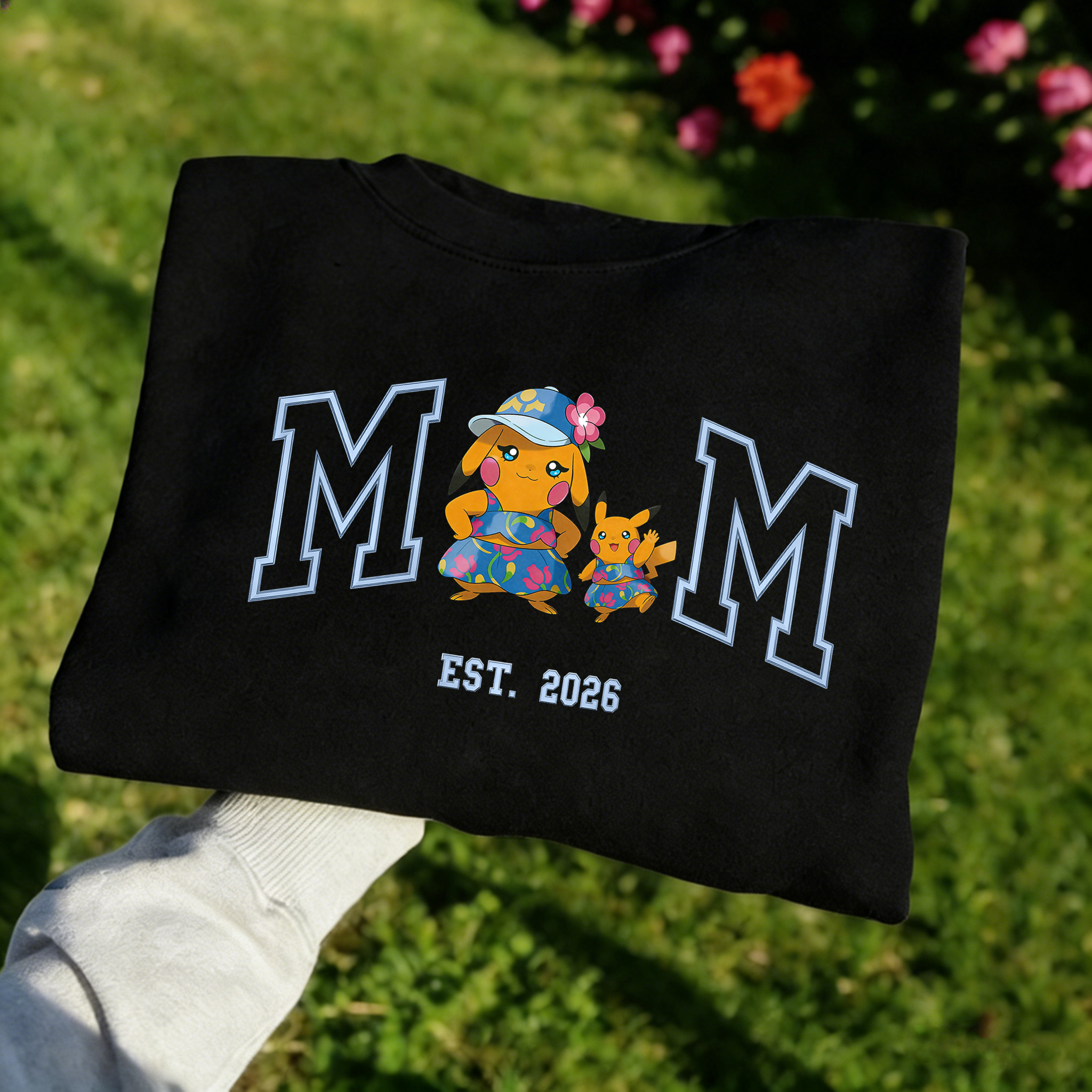 Pokémon-themed parent-child printed T-shirts and sweatshirts(Pikachu)