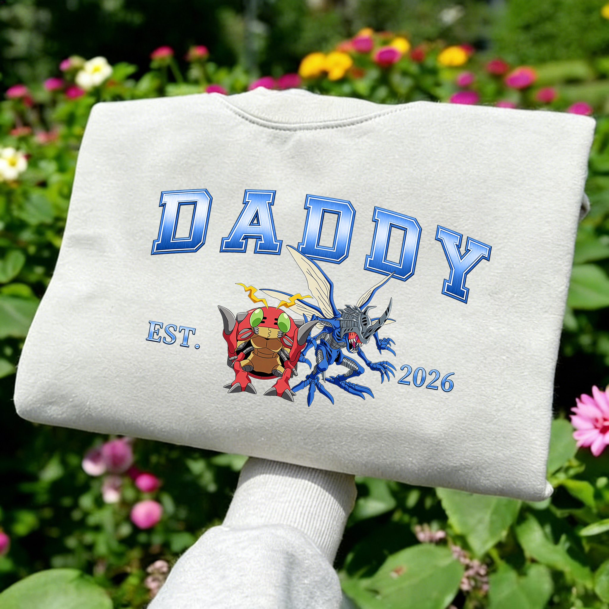 Digimon-themed parent-child printed T-shirts and sweatshirt(Tentomon)