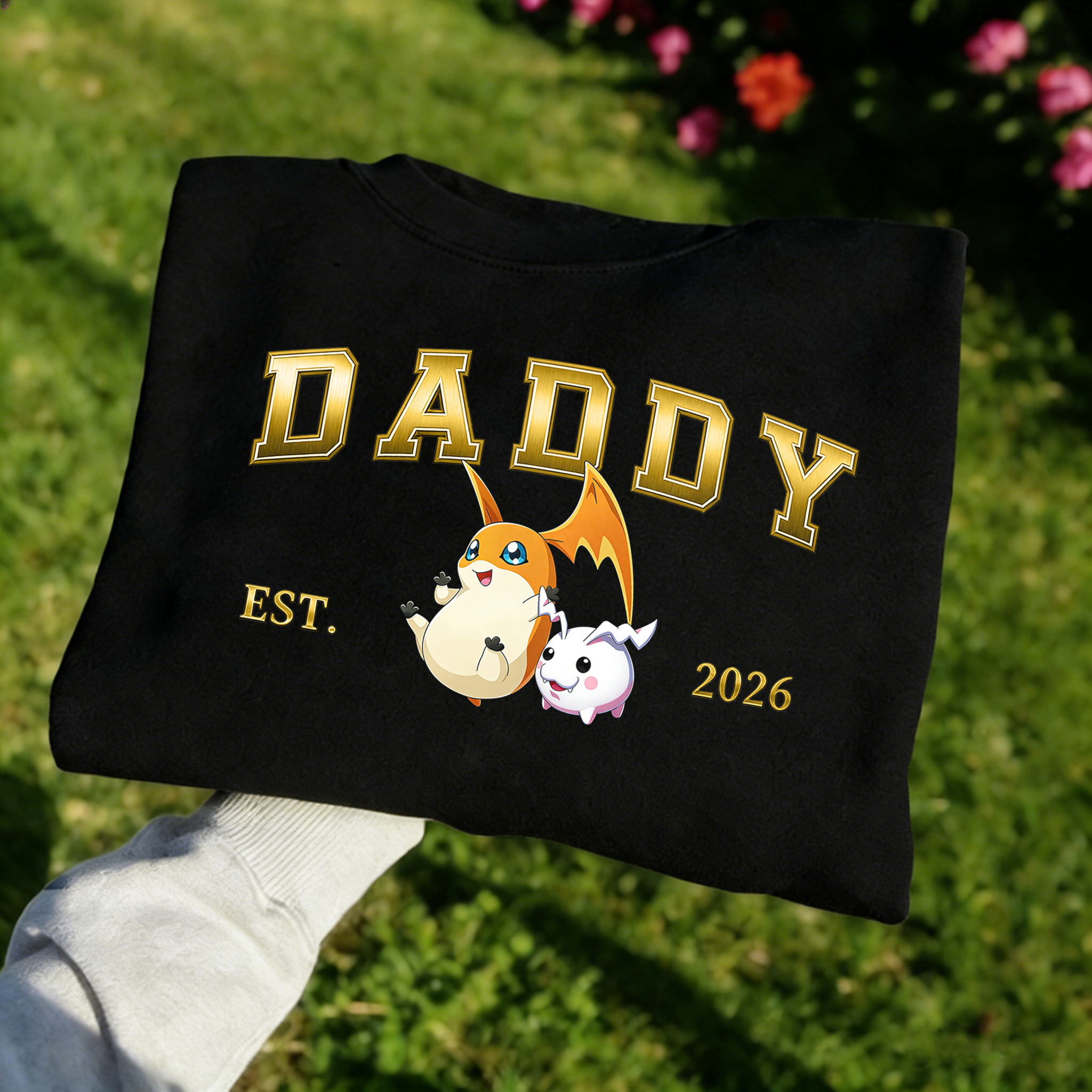 Digimon-themed parent-child printed T-shirts and sweatshirt(Patamon)