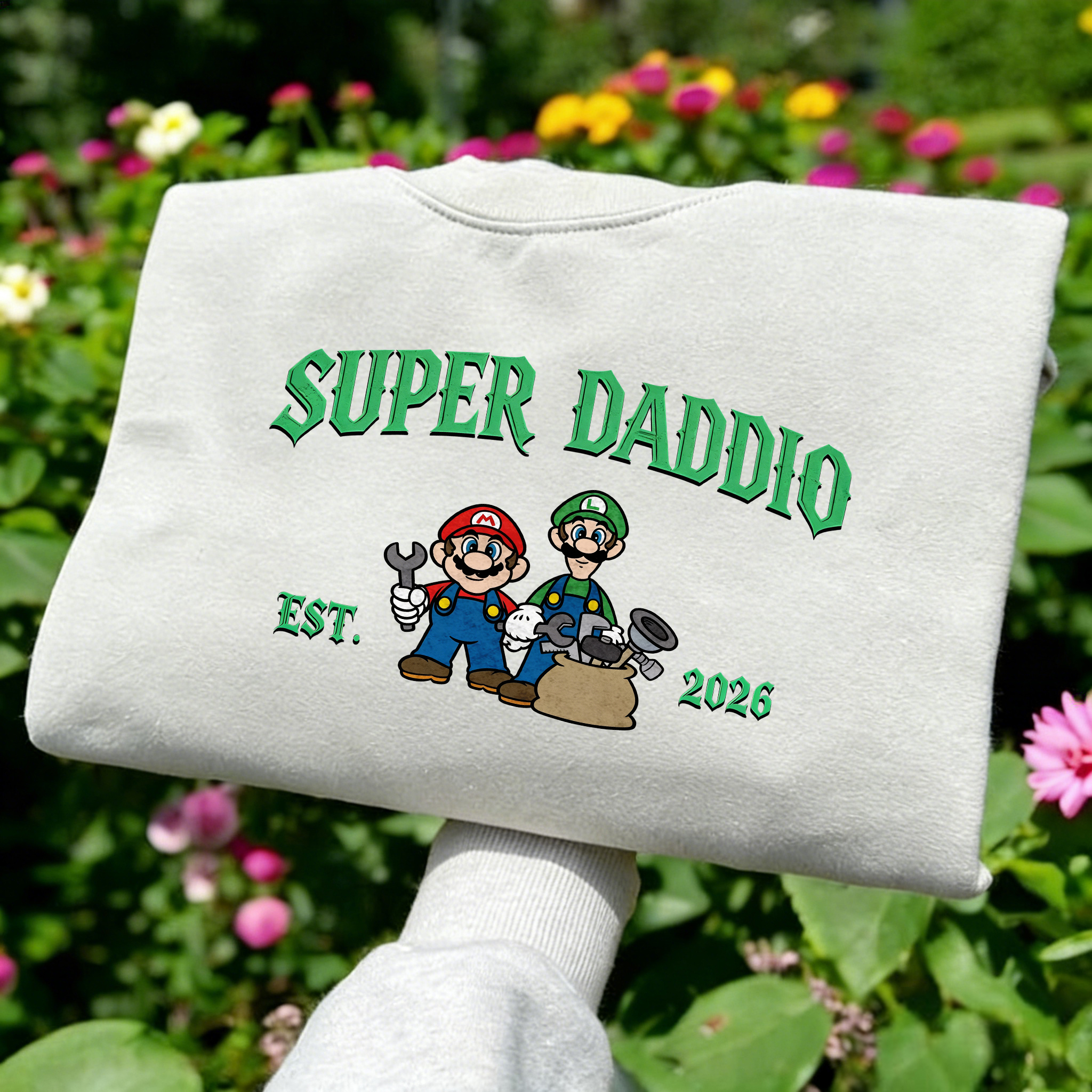Gamer Dad Brother Bond Sweatshirt - Super Daddio Est. 2026 | Mario Luigi Fan Gift