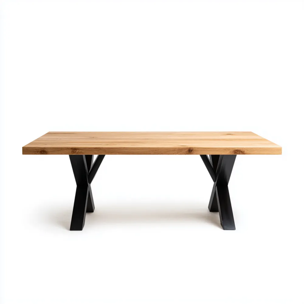 Table à manger en bois massif 180x90x75 cm – Noir – Design industriel