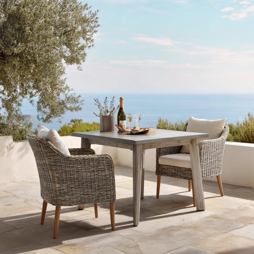 Ensemble table et chaises de jardin en osier 120x75x75 cm – Gris – Design moderne