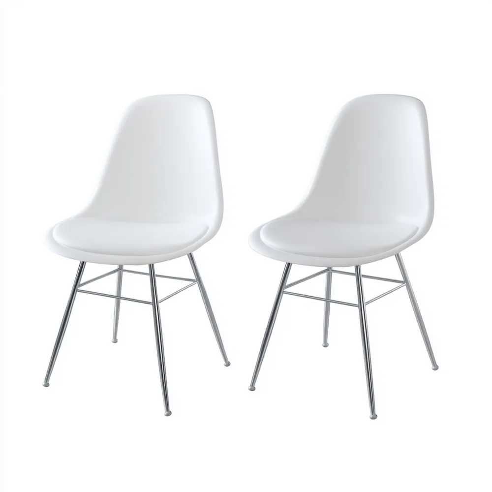 Chaises de salle à manger Ensemble de 2 – Plastique 45x55x85 cm – Blanc – Design moderne