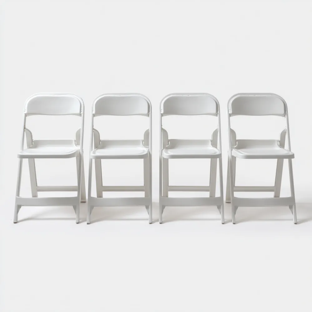 Chaise pliante 45x50x85 cm ensemble de 4 pièces en plastique Blanc – Design pratique