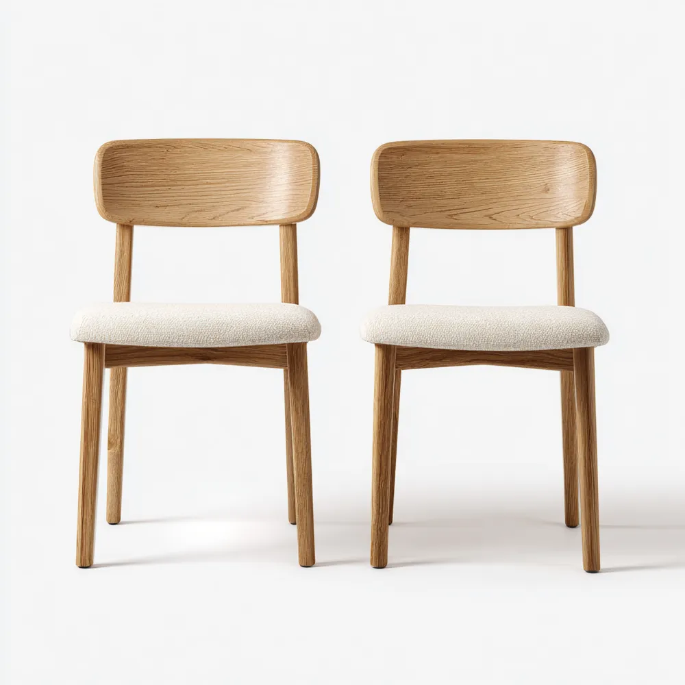 Chaises de salle à manger bois rembourrées 45x50x80 cm - Blanc - Design scandinave