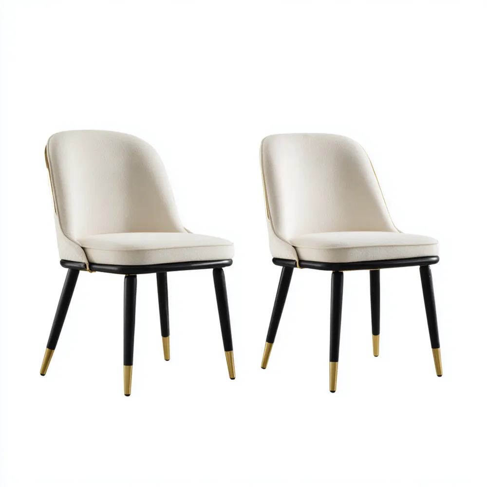 Chaises de salle à manger - Tissu 50x50x85 cm – Beige/Noir – Design Moderne