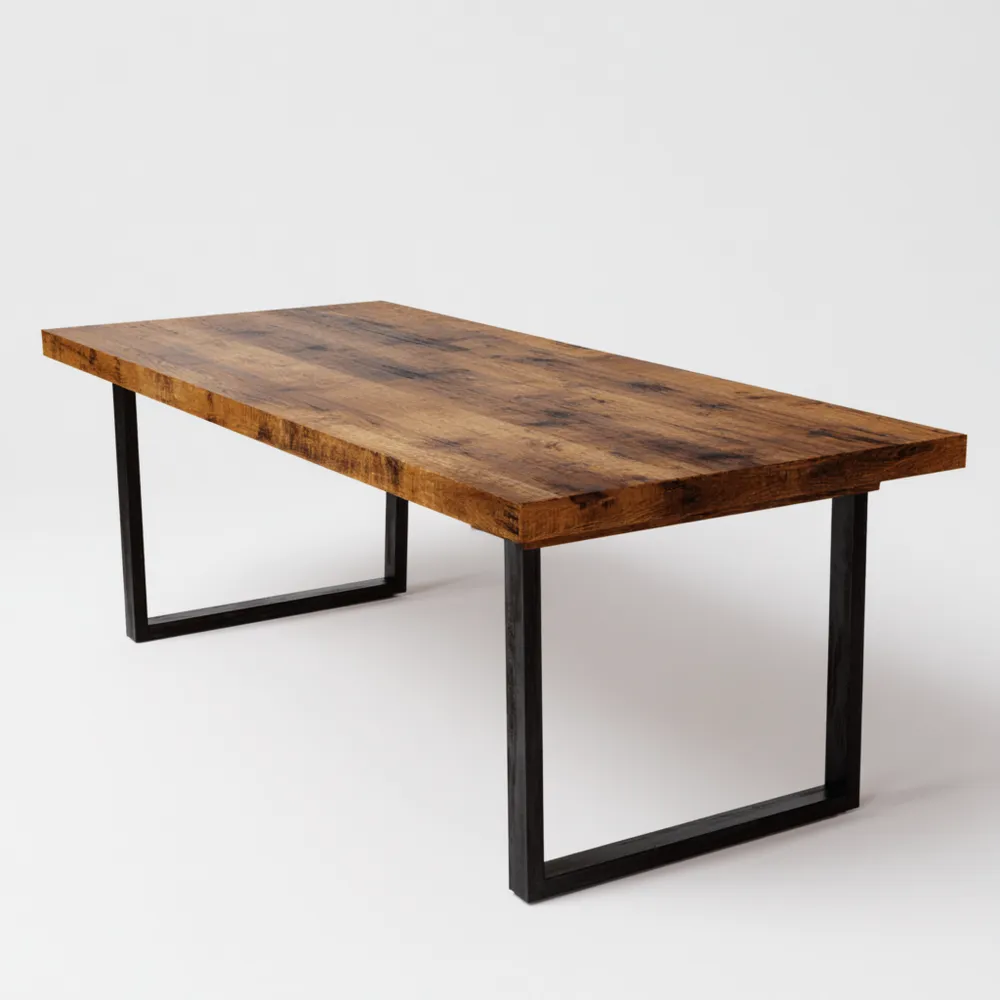 Table à manger en bois massif 200x100x75 cm - Chêne foncé - Design industriel