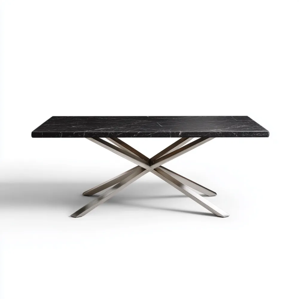 Table à manger en marbre 180x90x75 cm - Noir - Design contemporain