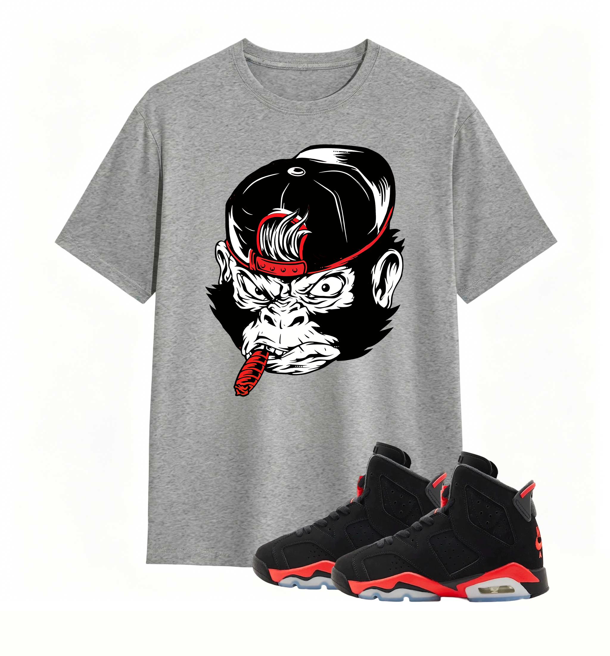 Rebellious Gorilla Art tee designed for Air Jordan 6