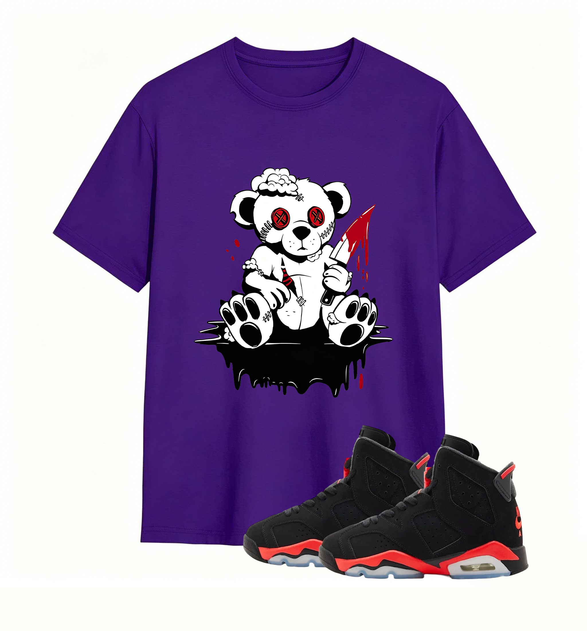 Rebellious Horror Bear statement tee for Air Jordan 6