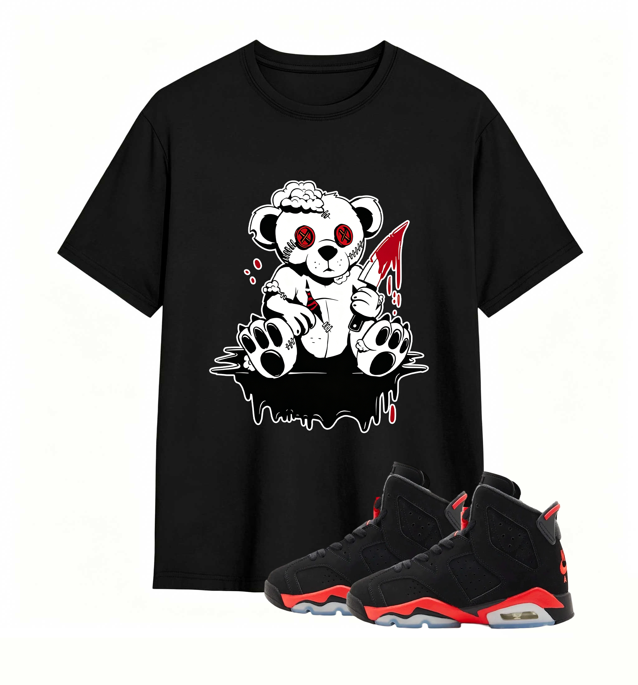 Rebellious Horror Bear statement tee for Air Jordan 6