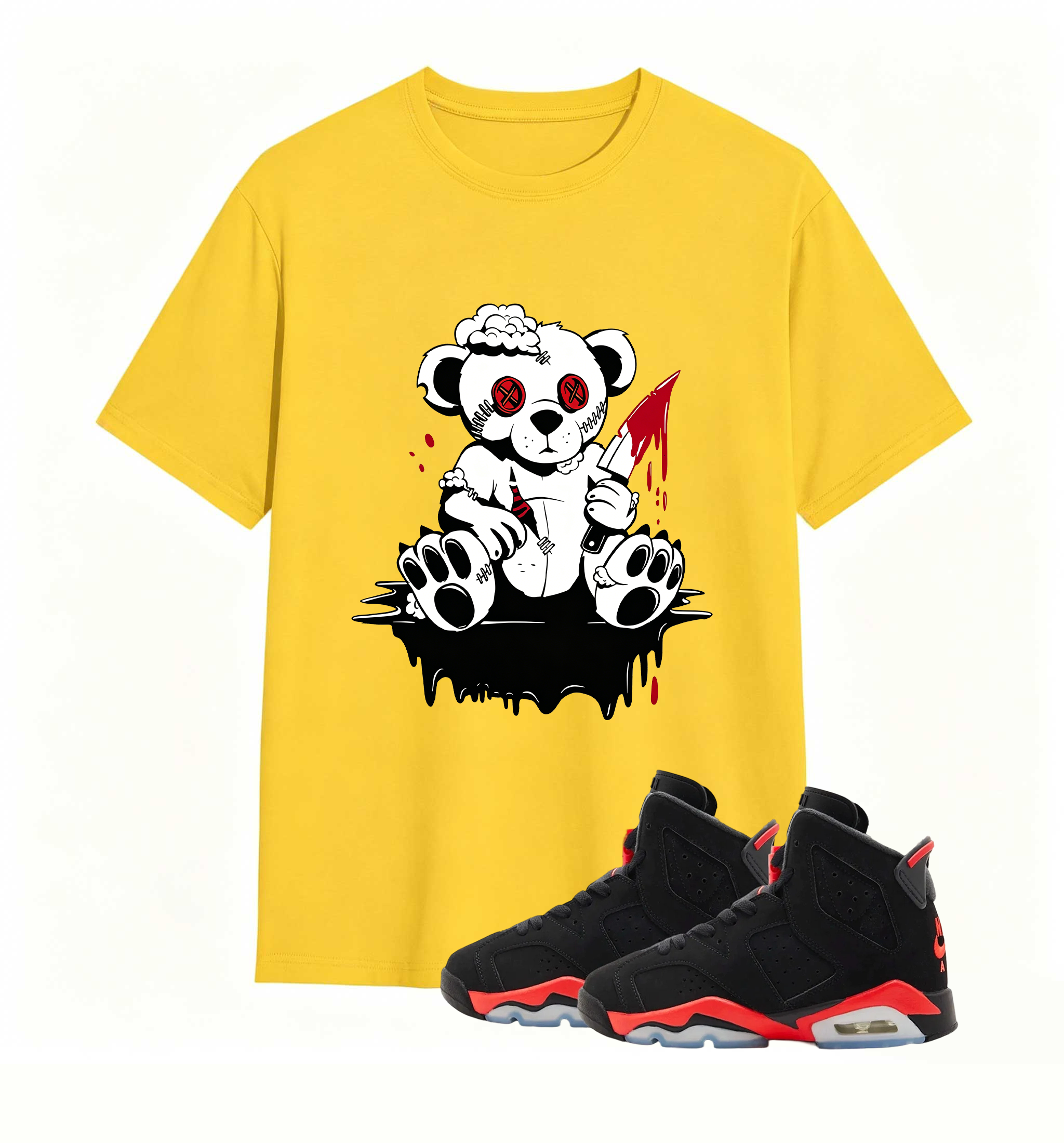 Rebellious Horror Bear statement tee for Air Jordan 6