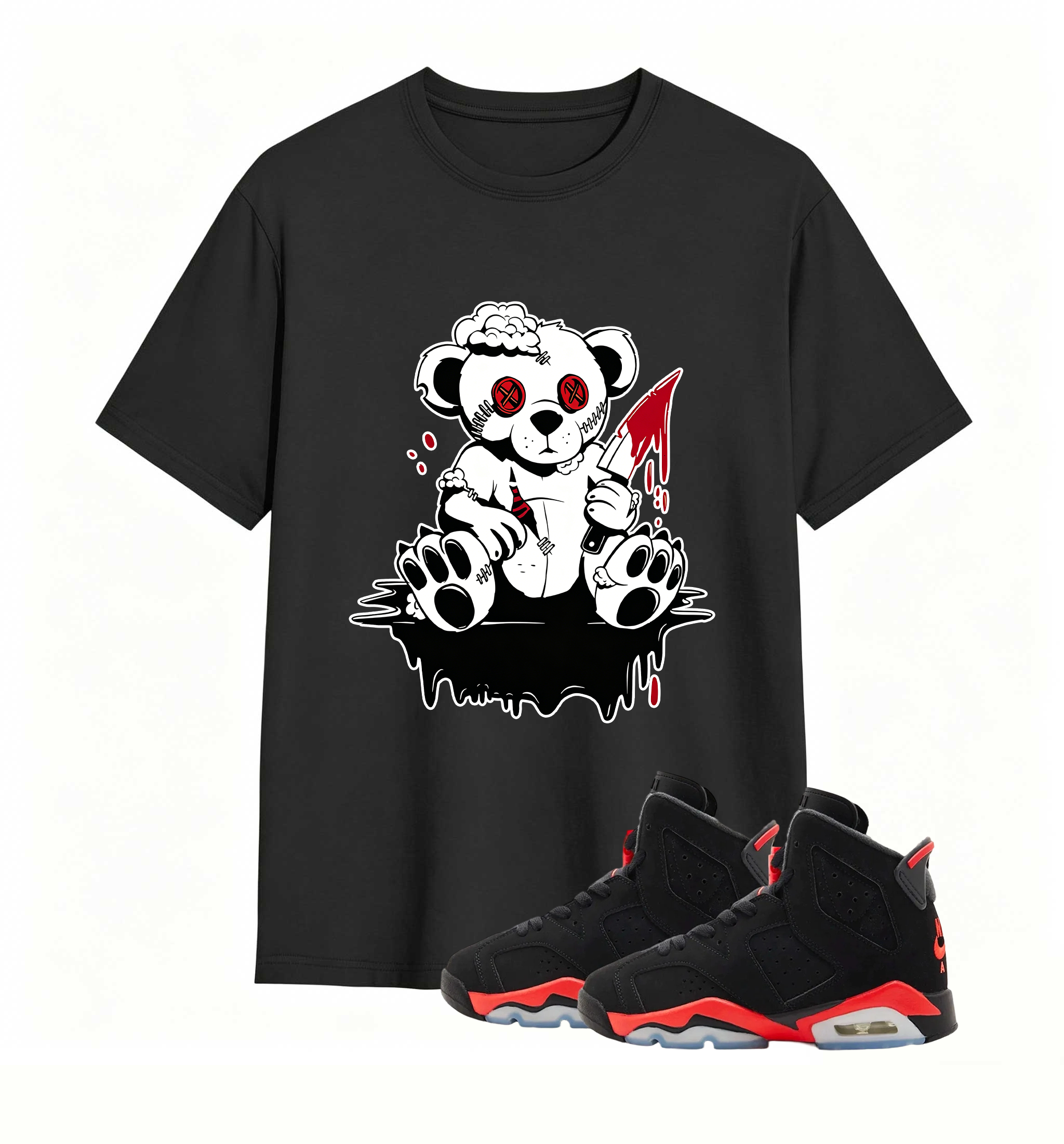 Rebellious Horror Bear statement tee for Air Jordan 6