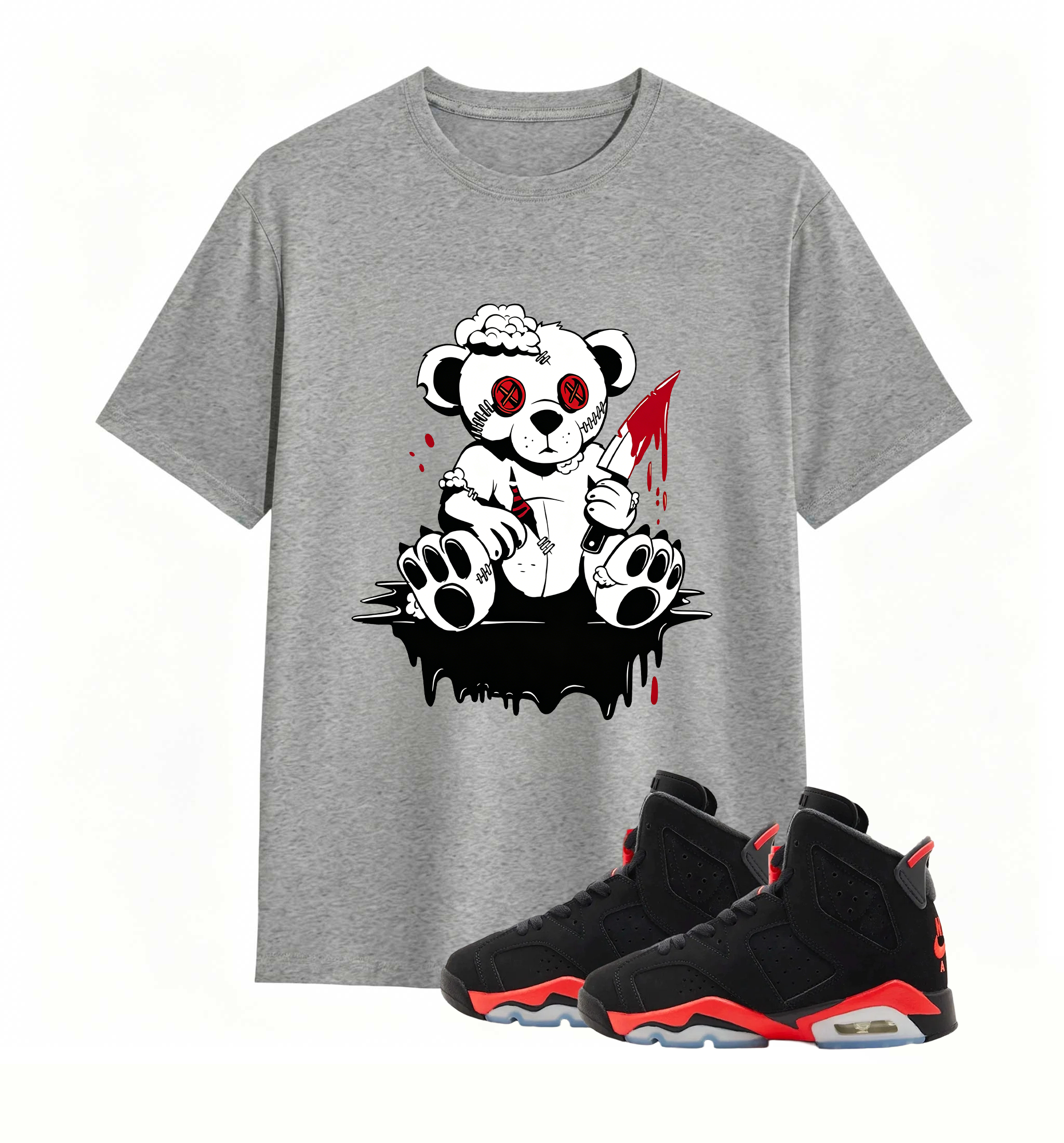 Rebellious Horror Bear statement tee for Air Jordan 6