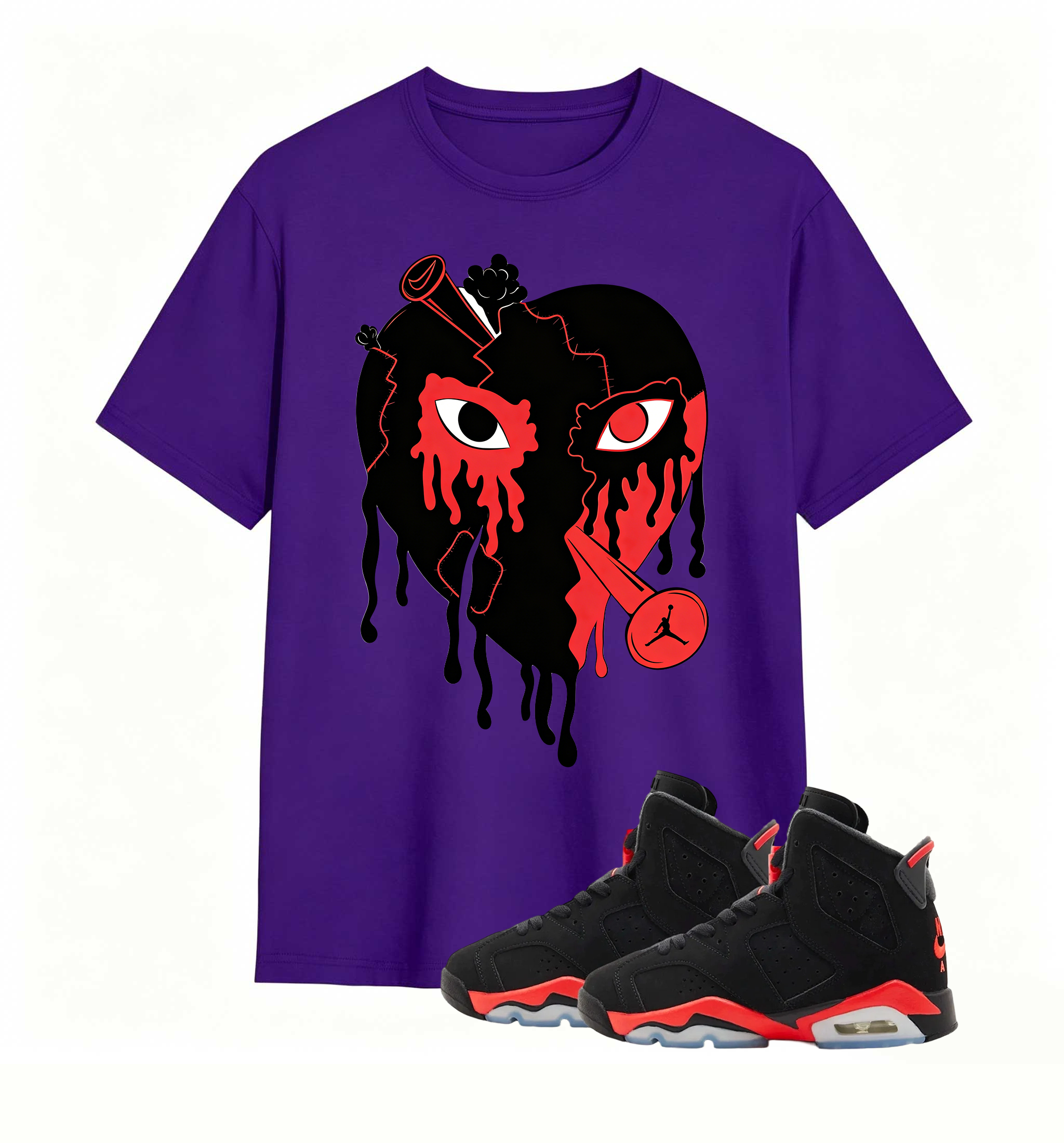 Rebellious Shot Heart Statement tee for Air Jordan 6