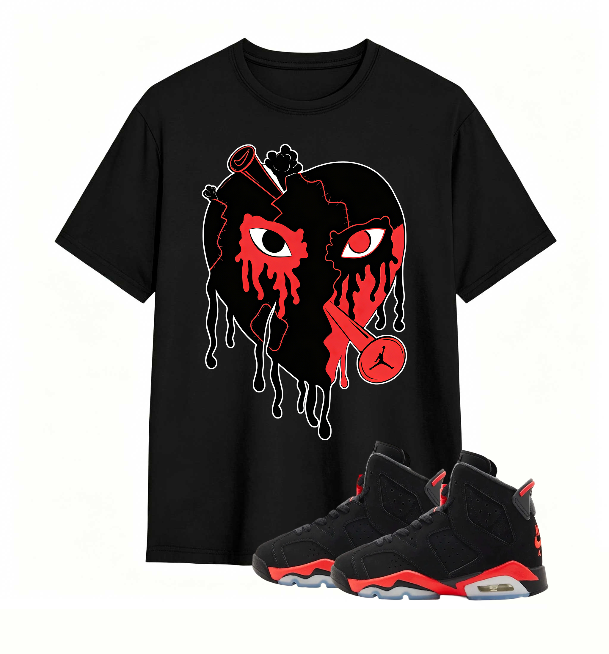 Rebellious Shot Heart Statement tee for Air Jordan 6