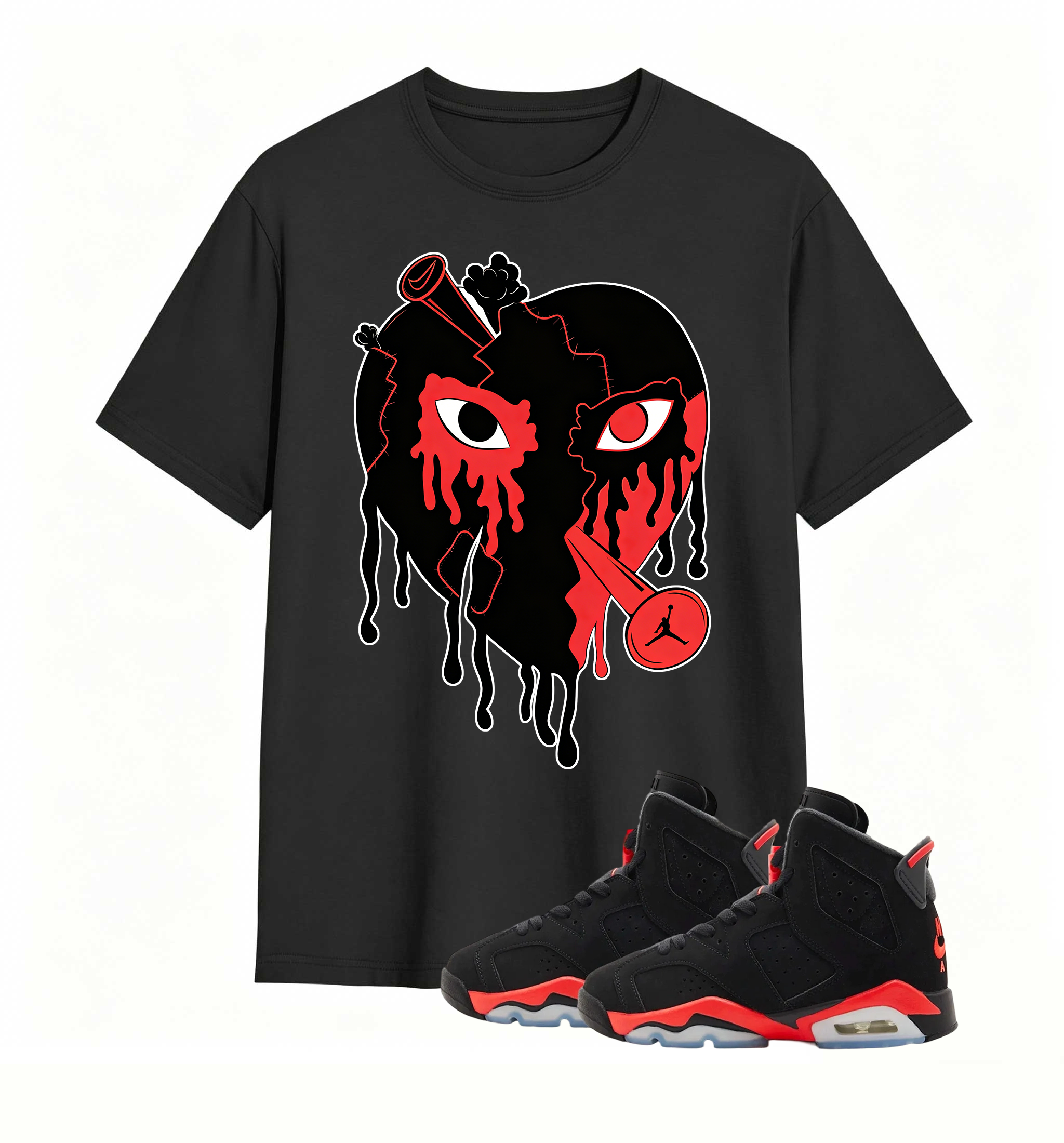 Rebellious Shot Heart Statement tee for Air Jordan 6