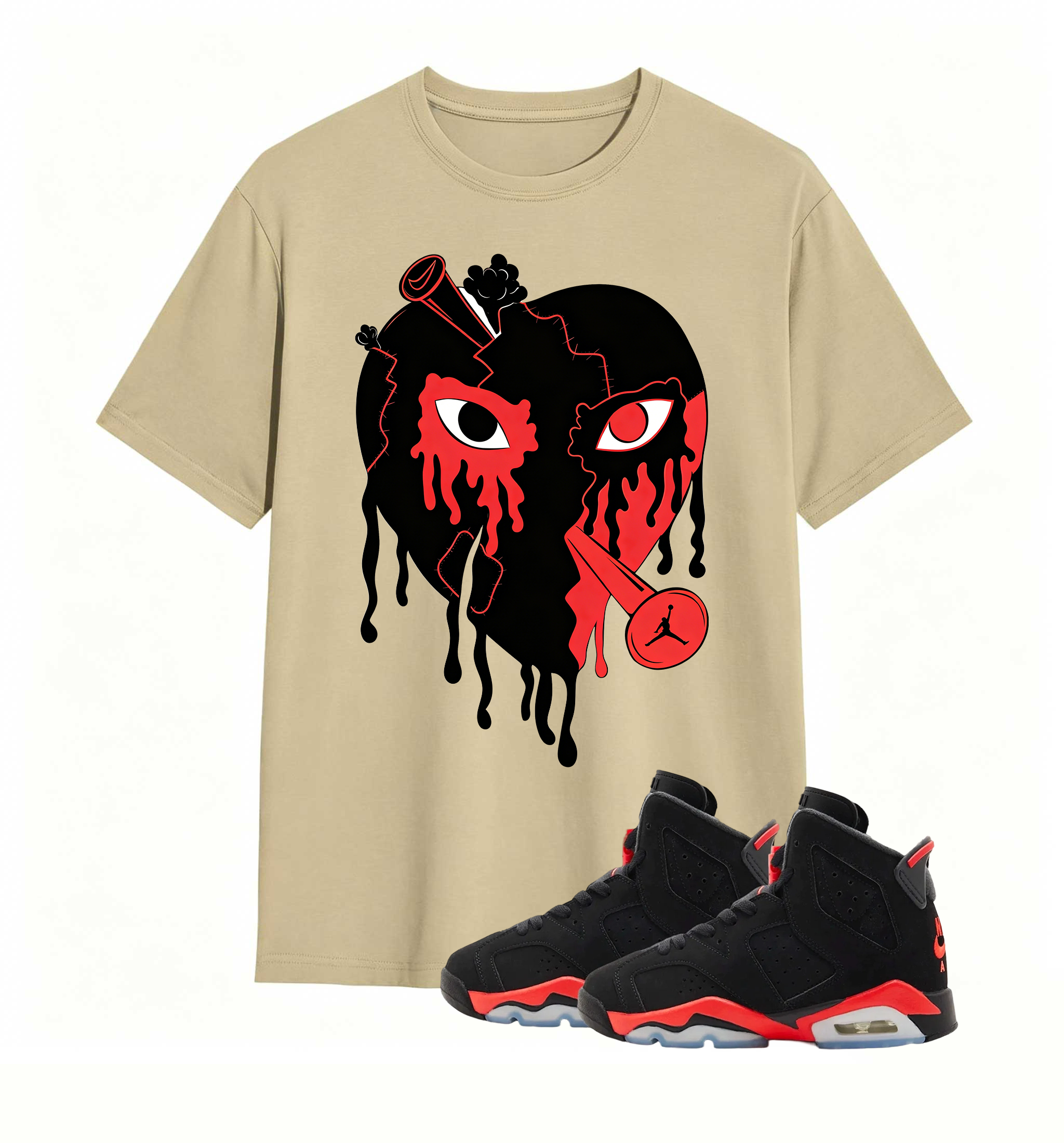 Rebellious Shot Heart Statement tee for Air Jordan 6
