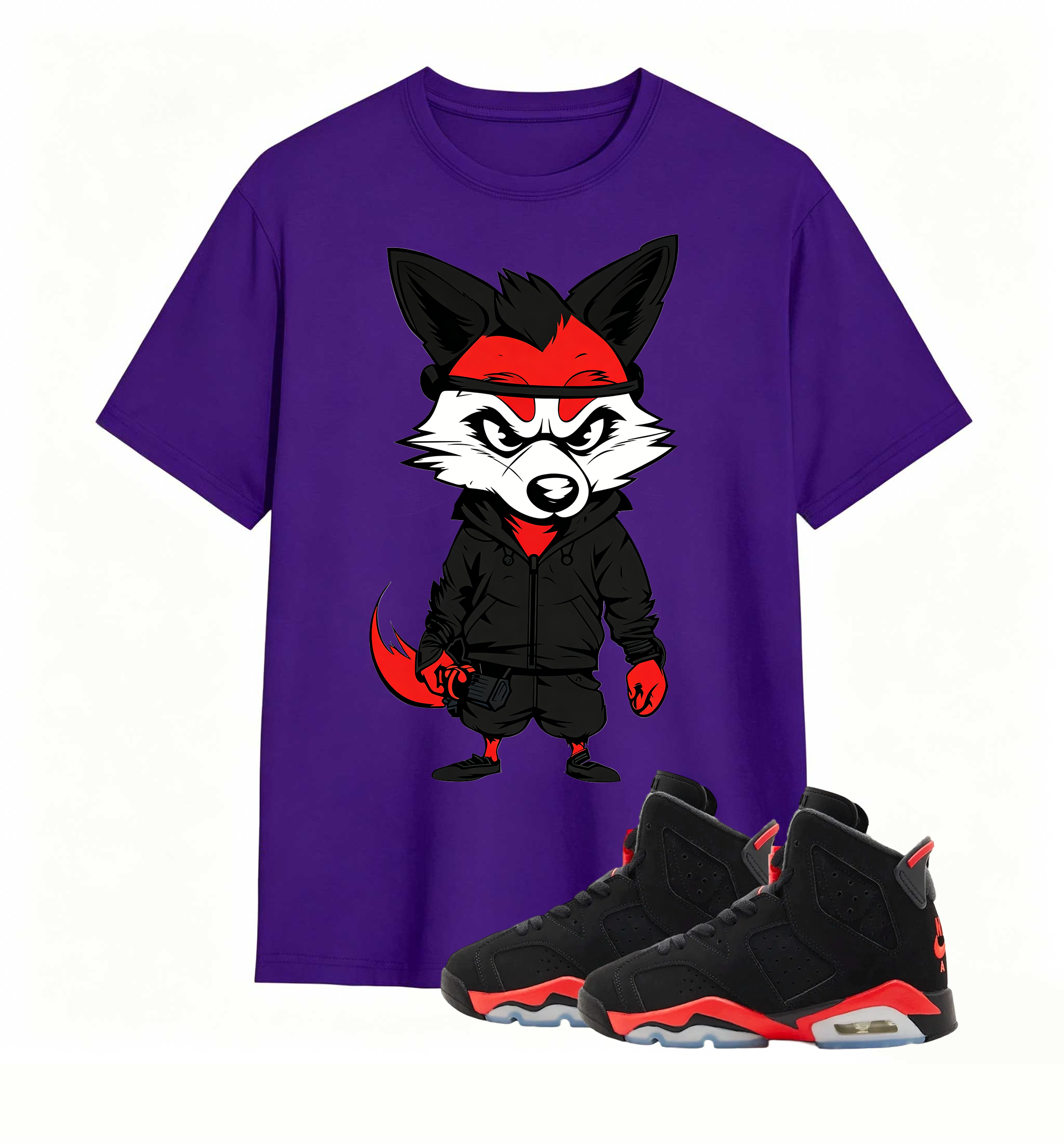 Red Black Fox Print Jordan 6 Flex
