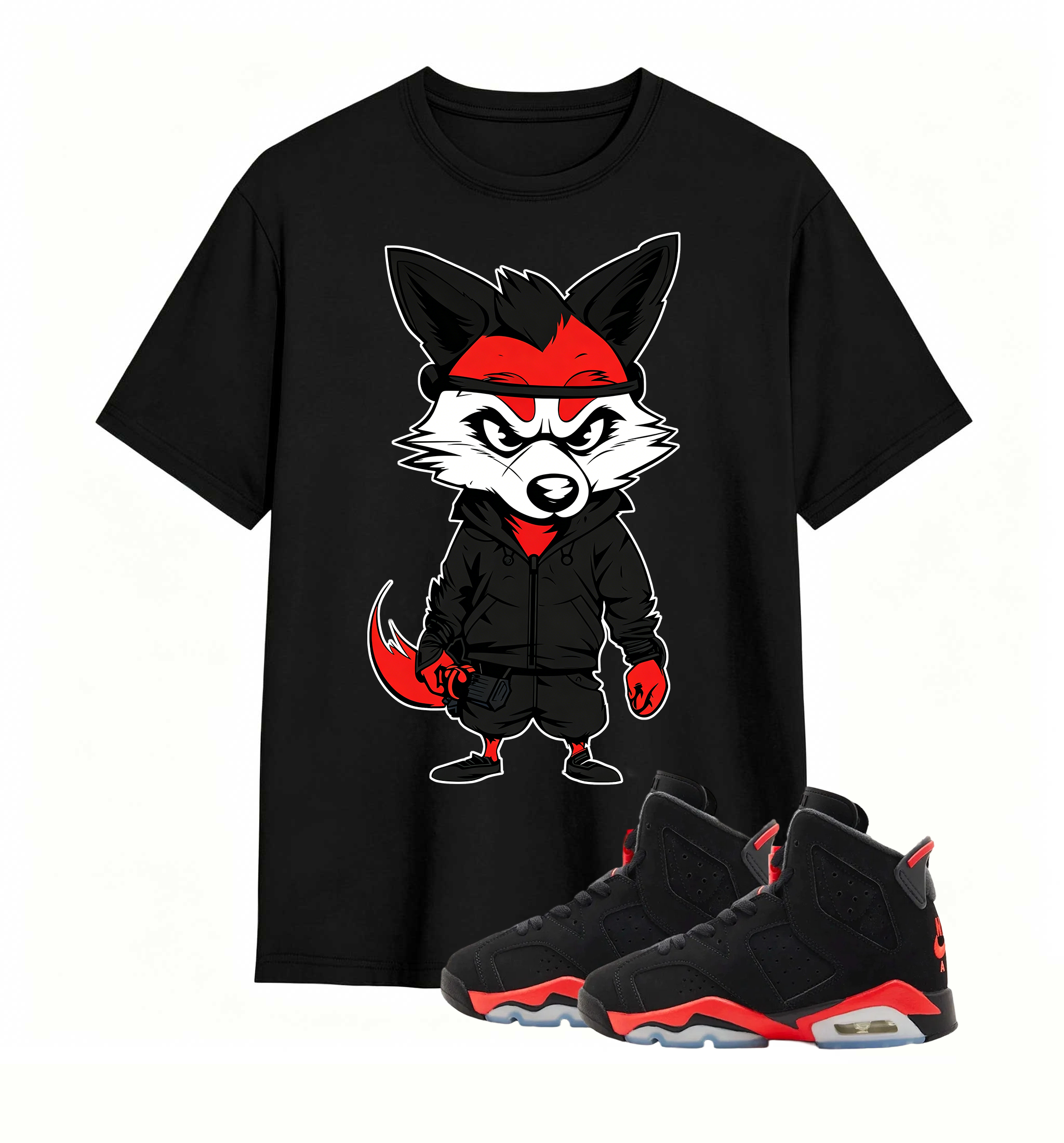 Red Black Fox Print Jordan 6 Flex