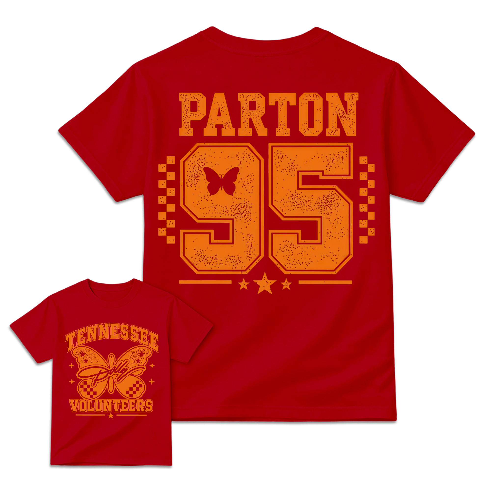 [Copy]Vintage Number 95 Butterfly Football Graphic Tee Unisex Front Back Print Casual Short Sleeve T Shirt
