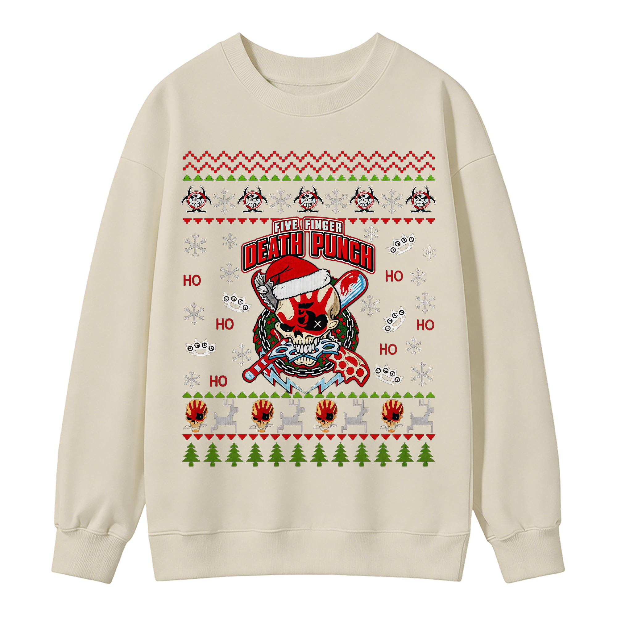 Christmas Skull Ugly Sweater, Holiday Crewneck Pullover for Men Women  >