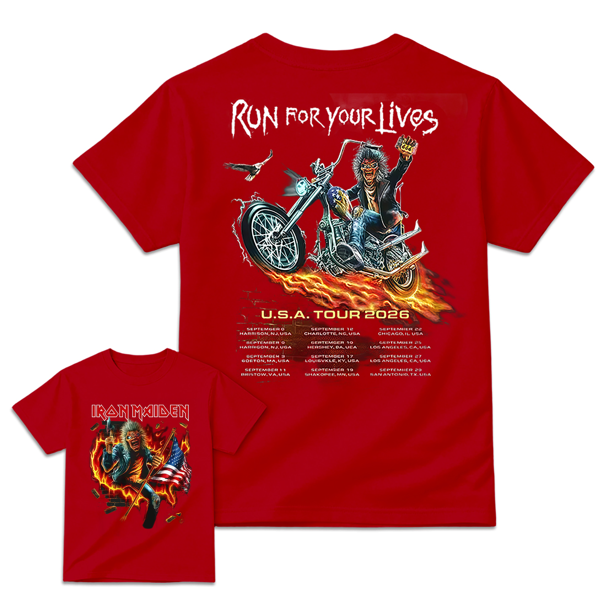 2026 "Run For Your Lives" Heavy Metal Biker Graphic Music T-Shirt