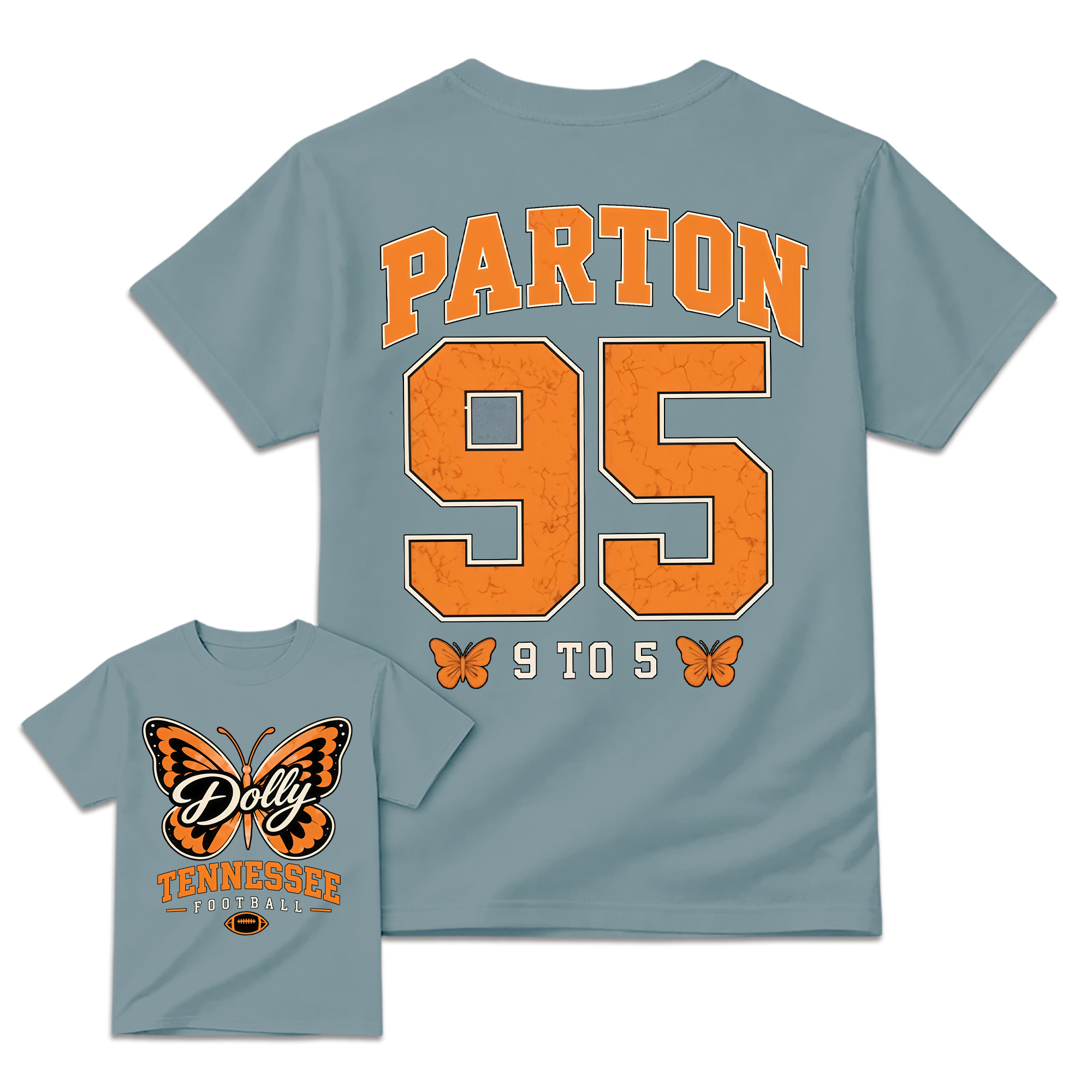 Vintage Number 95 Butterfly Football Graphic Tee Unisex Front Back Print Casual Short Sleeve T Shirt