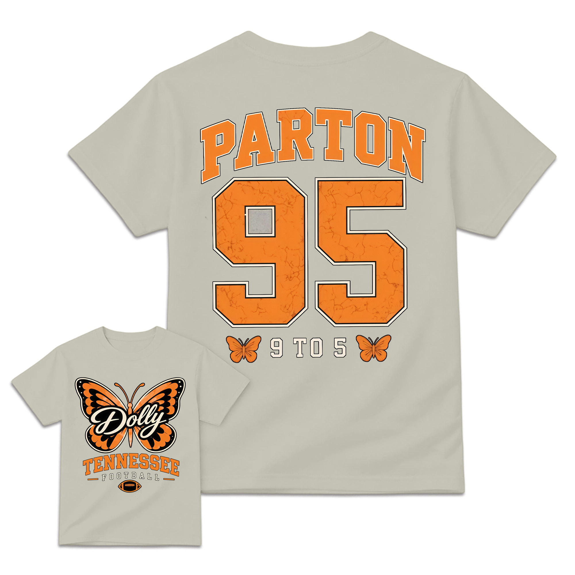 Vintage Number 95 Butterfly Football Graphic Tee Unisex Front Back Print Casual Short Sleeve T Shirt