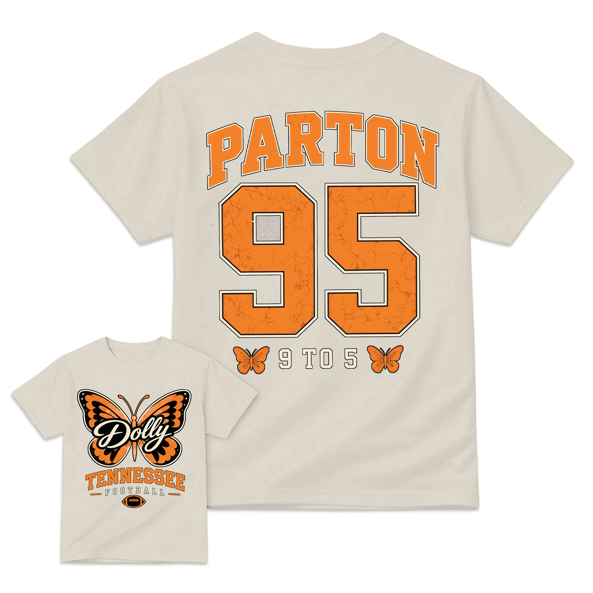 Vintage Number 95 Butterfly Football Graphic Tee Unisex Front Back Print Casual Short Sleeve T Shirt