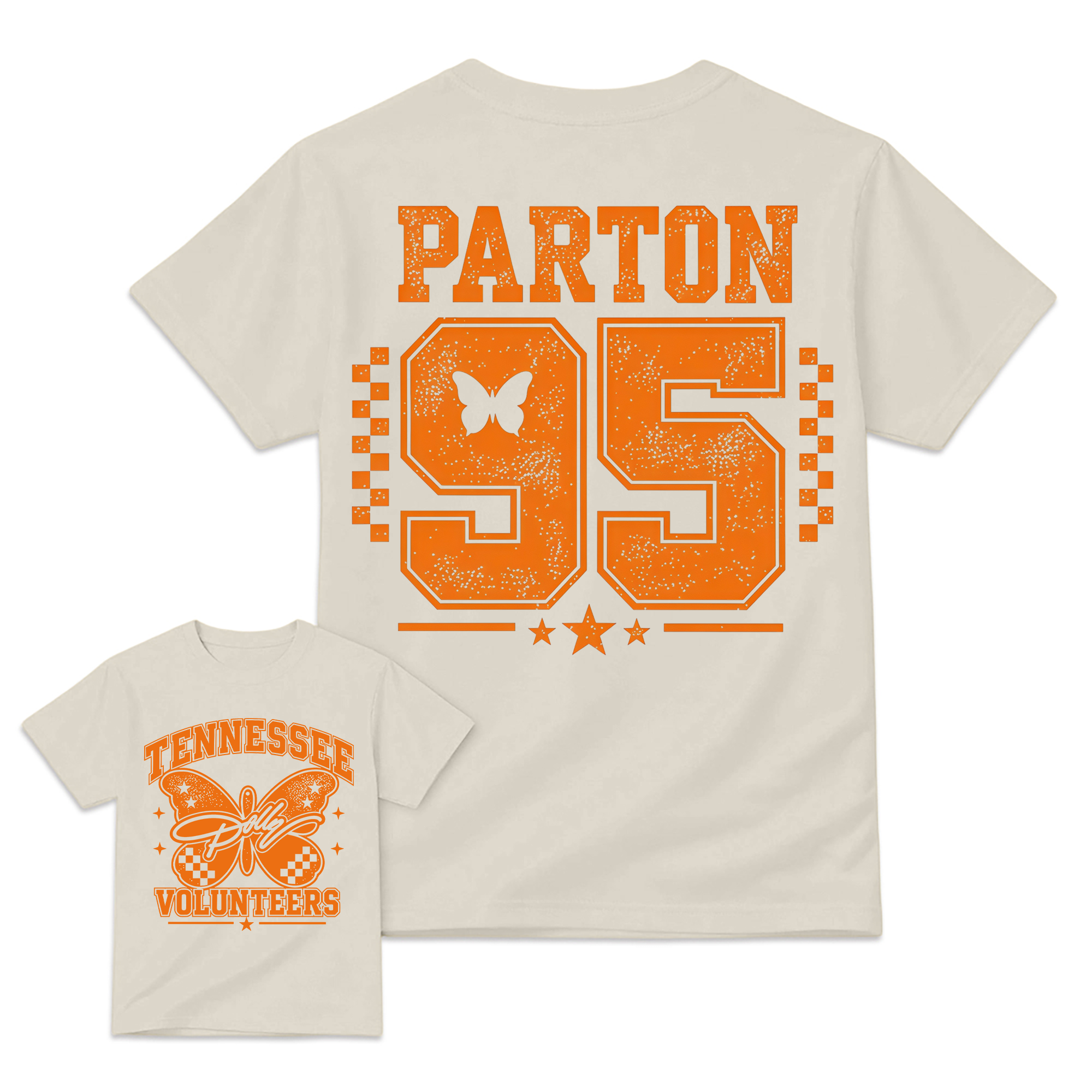 [Copy]Vintage Number 95 Butterfly Football Graphic Tee Unisex Front Back Print Casual Short Sleeve T Shirt