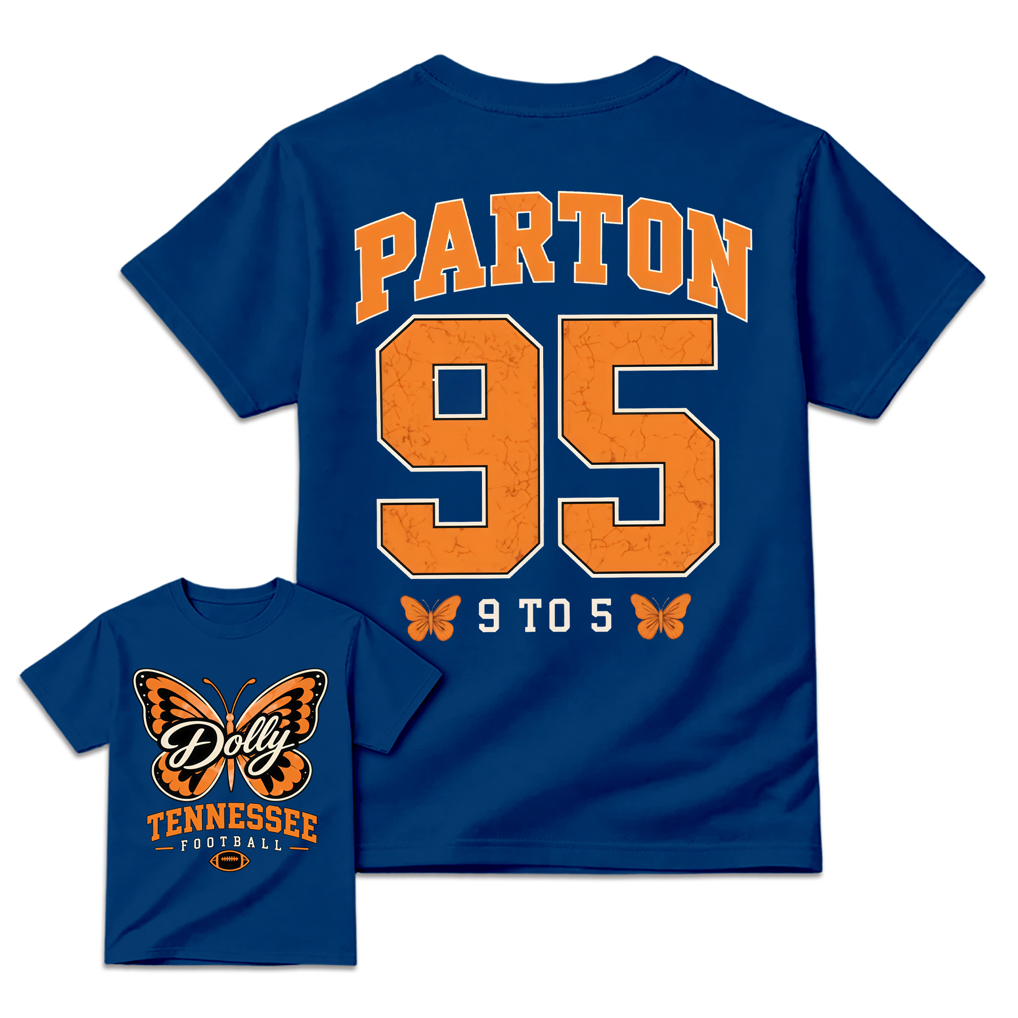 Vintage Number 95 Butterfly Football Graphic Tee Unisex Front Back Print Casual Short Sleeve T Shirt
